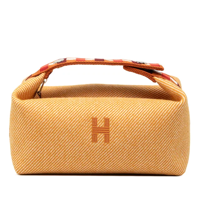 Orange Hermès Small Wool Bride A Brac Au Carre Case Vanity Bag in Orange Wool from Designer Revival