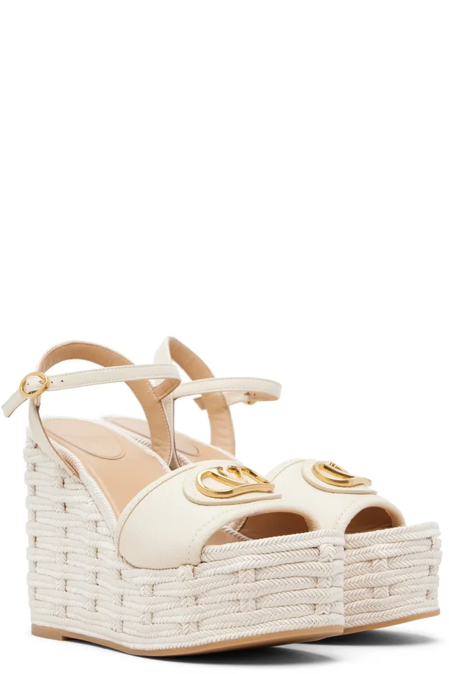 Valentino Garavani Off-White VLogo Signature Wedge Sandals, photo 4 of 4 from SSENSE