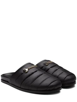 Hyusto Wide Band Slide Sandals in 80% Polyester, 20% Calf, photo 3 of 6 from LUISAVIAROMA