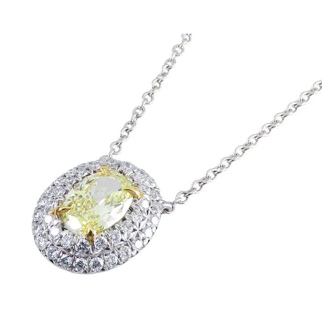 Tiffany & Co. Soleste Pendant Platinum Gold Yellow Diamond 18K White YG Oval in White from The Reluxe