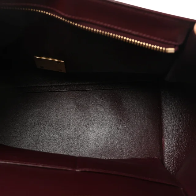 Celine Satin Baby Grained Calfskin Small Tri-Color Trapeze Carmin in Caviar leather from FASHIONPHILE, photo 5 of 9