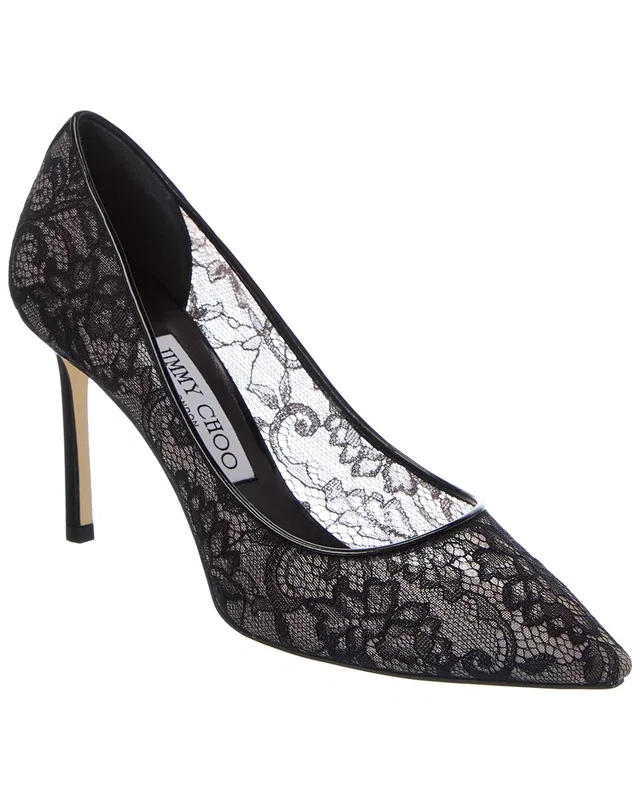 Jimmy Choo Romy 85 Lace & Leather Pump, image 1 of 1 from Rue La La