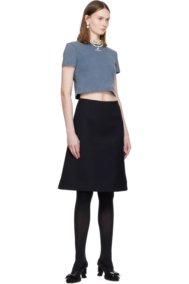 SHUSHU/TONG Blue Wave Lace Collar T-shirt, photo 4 of 4 from SSENSE
