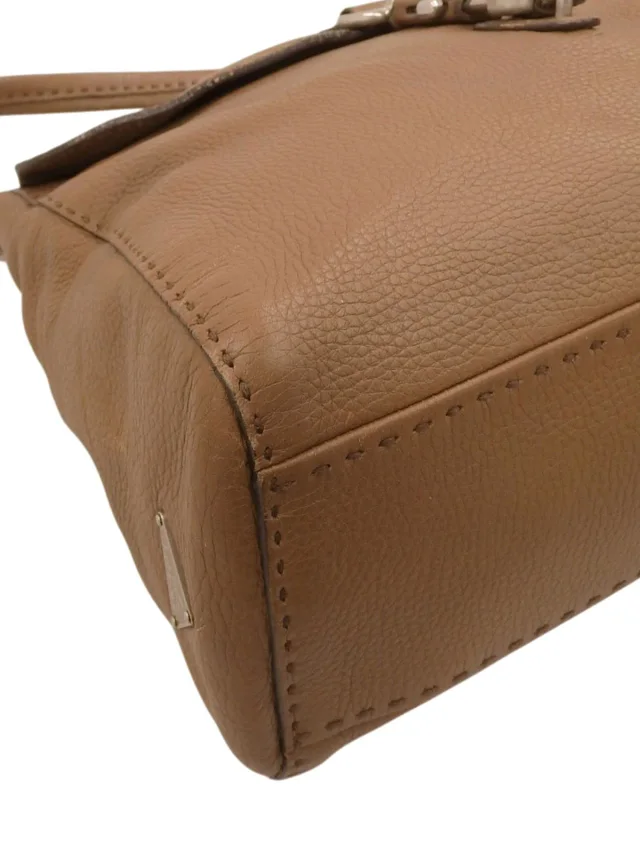 Prada Logo Plate One-Shoulder Bag Brown in Brown Leather from VINTAGE QOO TOKYO, photo 6 of 10