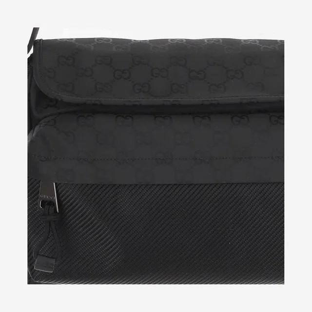 Gucci Gg Monogram Nylon Shoulder Bag — Black Polyamide in Black Nylon from HEWI