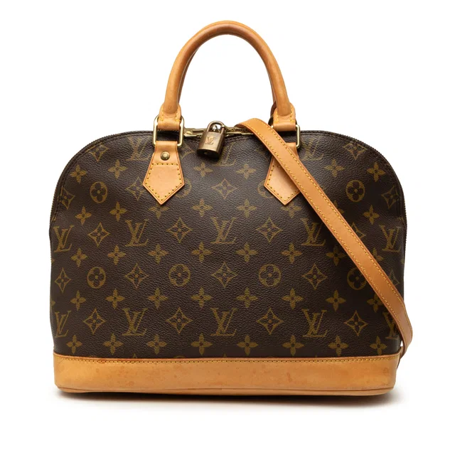 Brown Louis Vuitton Monogram Alma PM Handbag in Brown Coated canvas from Designer Revival