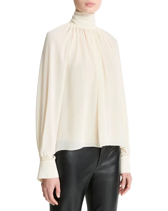 Vince Gathered Draped Neck Blouse, image 1 of 1 from Rue La La