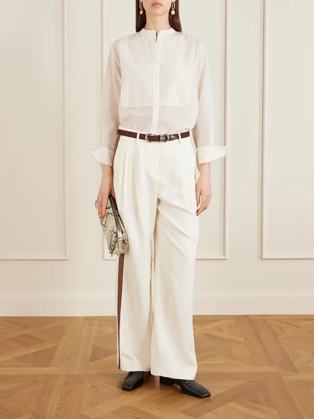 TWP Sulli pleated striped coated woven wide-leg pants in White, photo 2 of 2 from NET-A-PORTER (Canada)