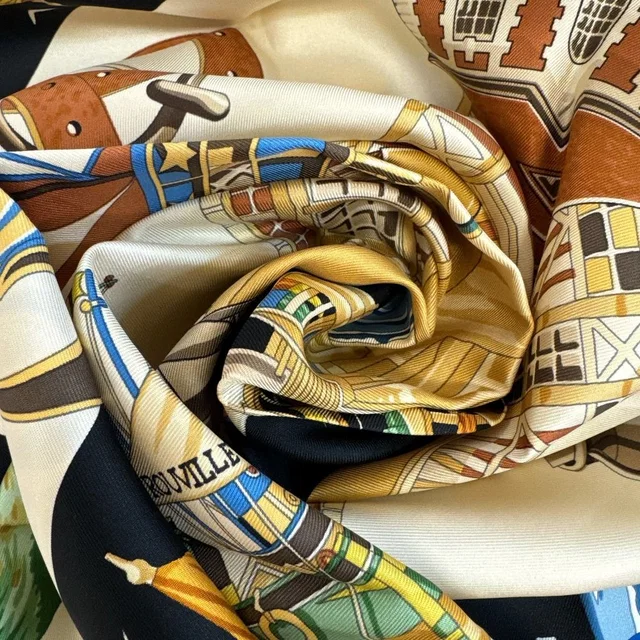 Hermès Carre 90 Normandy Coast Charm Scarf in Silk from The Reluxe