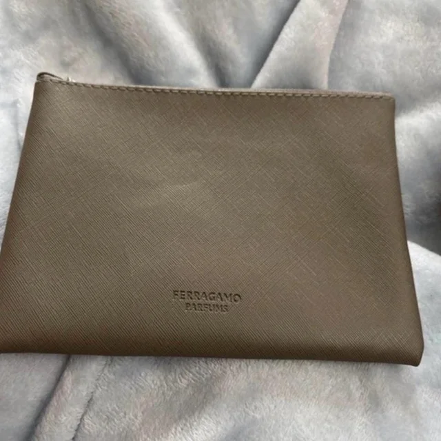 Ferragamo Women's Makeup and toiletry bags - Brown/Tan in neutral|red|brown from Depop, photo 1 of 1