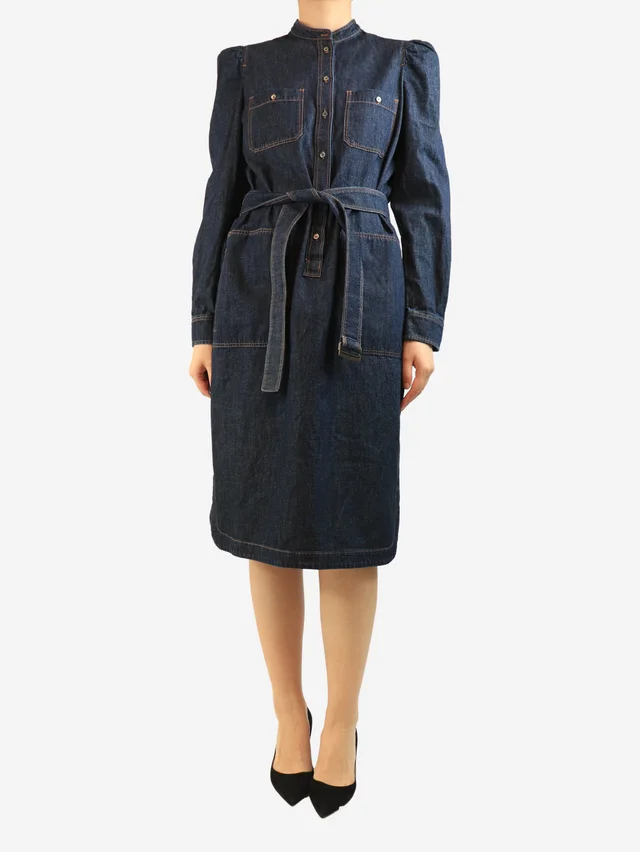 Max Mara Darkwash denim button-down dress - size UK 10 in Denim from Sign of the Times