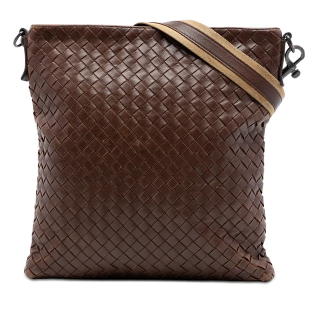 Brown Bottega Veneta Nappa Intrecciato Crossbody in Brown Nappa leather from Designer Revival