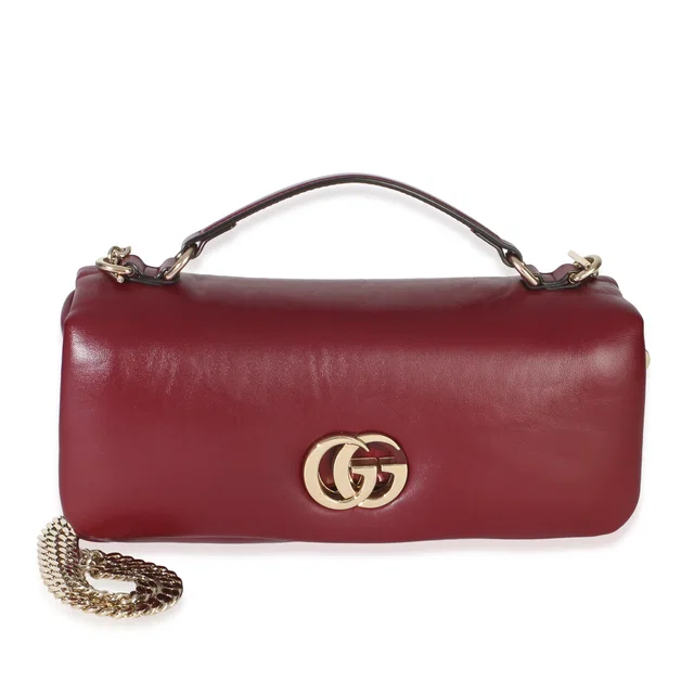 Gucci Burgundy Lambskin Gg Milano Small Top Handle Shoulder Bag Other; Red Leather Handbag in Burgundy Lambskin from HEWI