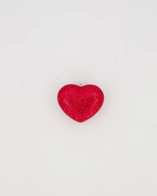 Judith Leiber Red Mini Heart Diamante Pill Box in Red from Sellier, photo 7 of 8