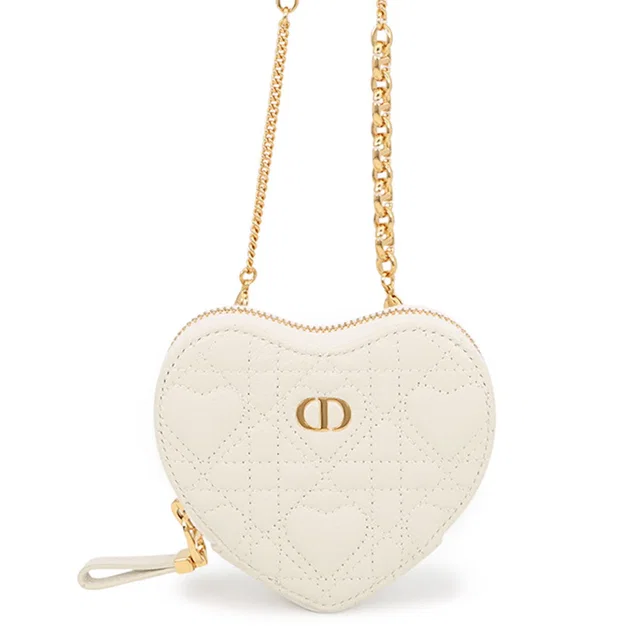 Dior Amour Caro Heart Pouch Latte WhiteS5097UNID_M030 Calf Leather in Calfskin from GALLERY RARE