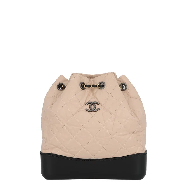 Gabrielle de CHANEL Backpack BeigeBlackA94485 Aged Calf Leather Size Small in Calfskin from GALLERY RARE