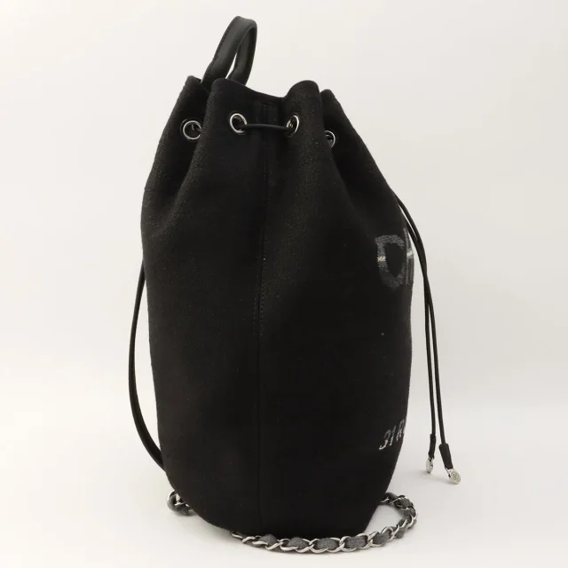 Chanel Dauville backpack, black, made around 2018 in Black Canvas from VINTAGE QOO TOKYO, photo 3 of 14