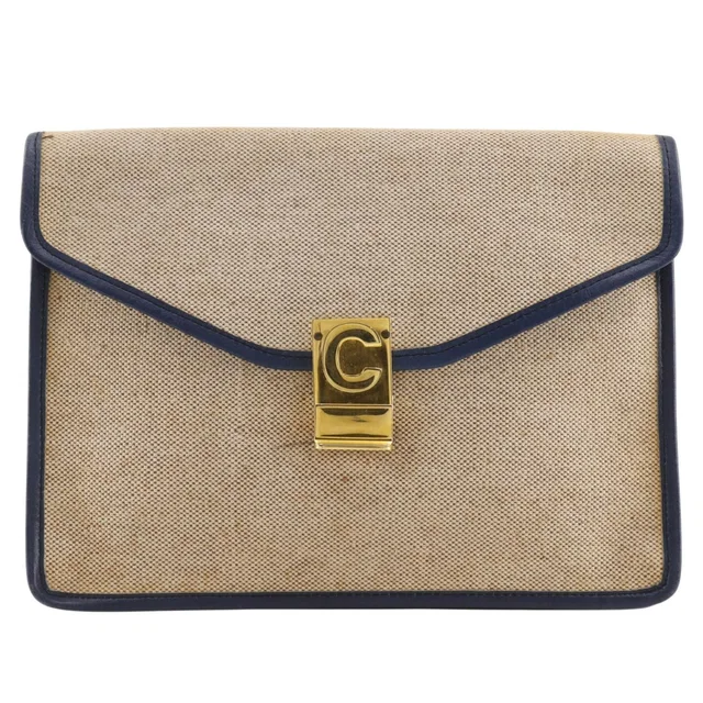 Celine Vintage Canvas Beige Clutch Bag in Beige Canvas from The Reluxe