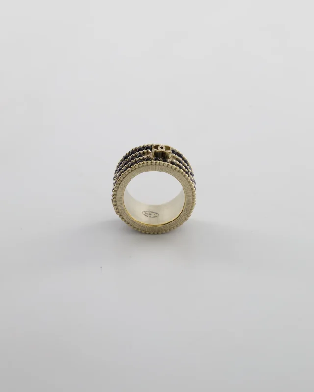 Chanel A/16 Black CC 3 Tiered Beaded Ring in Black from Sellier, photo 6 of 7