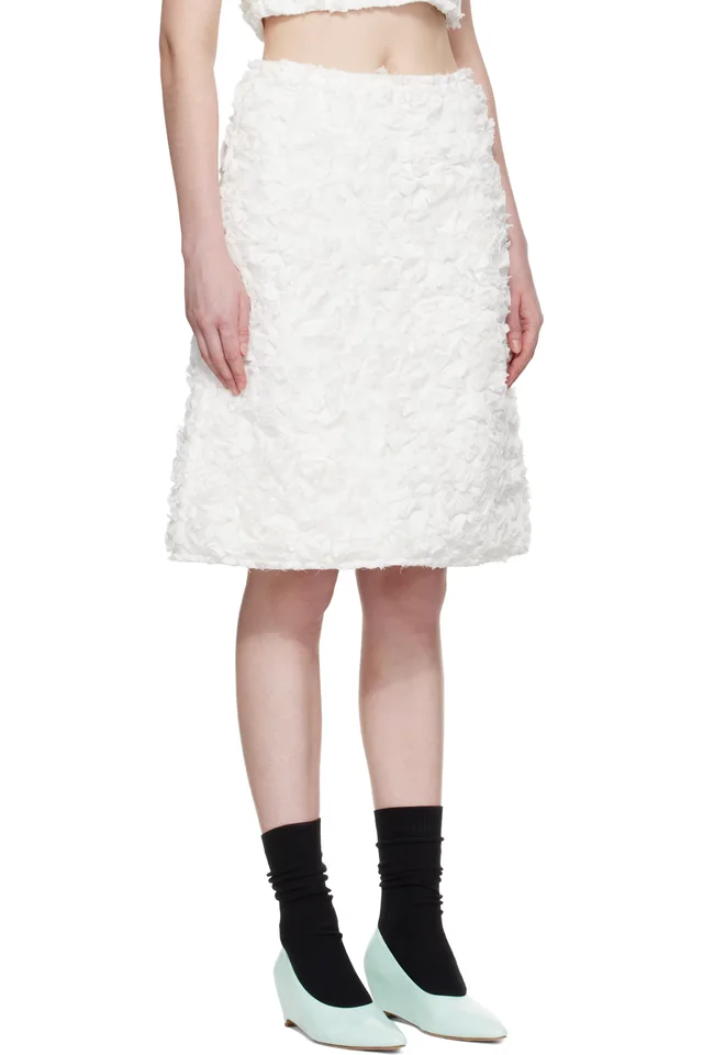 SHUSHU/TONG White A-Line Midi Skirt, photo 2 of 4 from SSENSE