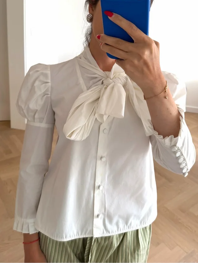Khaite White Blouse With Puffy Shoulders in White from Poshmark