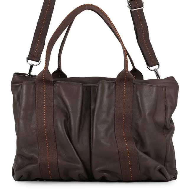 Hermès Caravan Horizontal Chocolat Derma Leather Size MM in Leather from GALLERY RARE