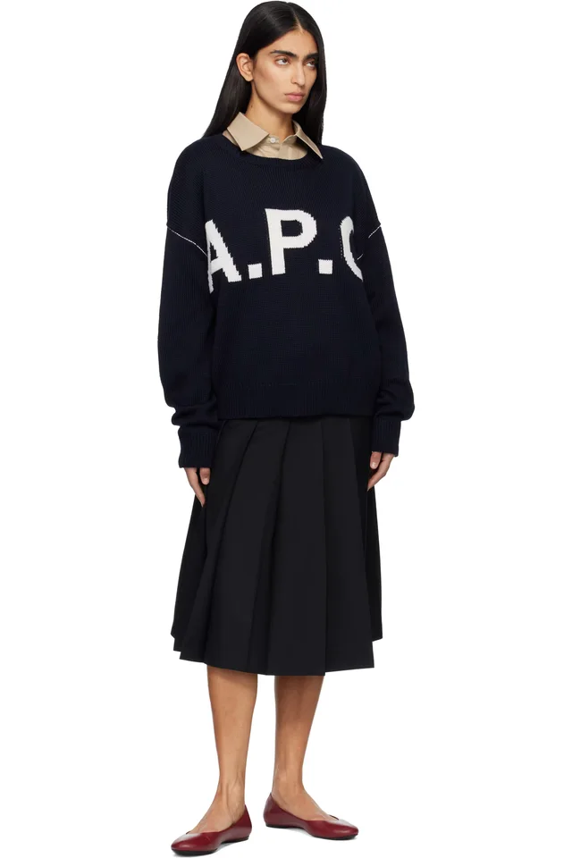 Navy Logo 'A.P.C' Sweater, photo 4 of 4 from SSENSE