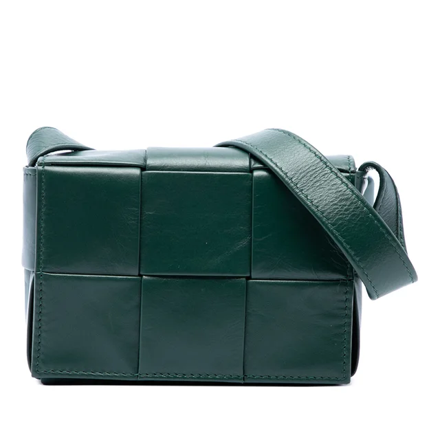 Green Bottega Veneta Candy Nappa Intrecciato Cassette Crossbody in Green Nappa leather from Designer Revival