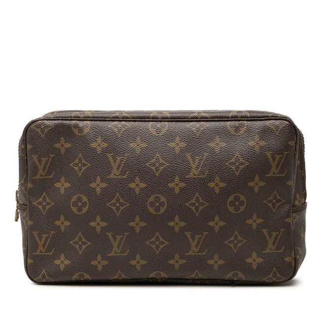 Brown Louis Vuitton Monogram Trousse Toilette 28 Clutch Bag in Brown Coated canvas from Designer Revival