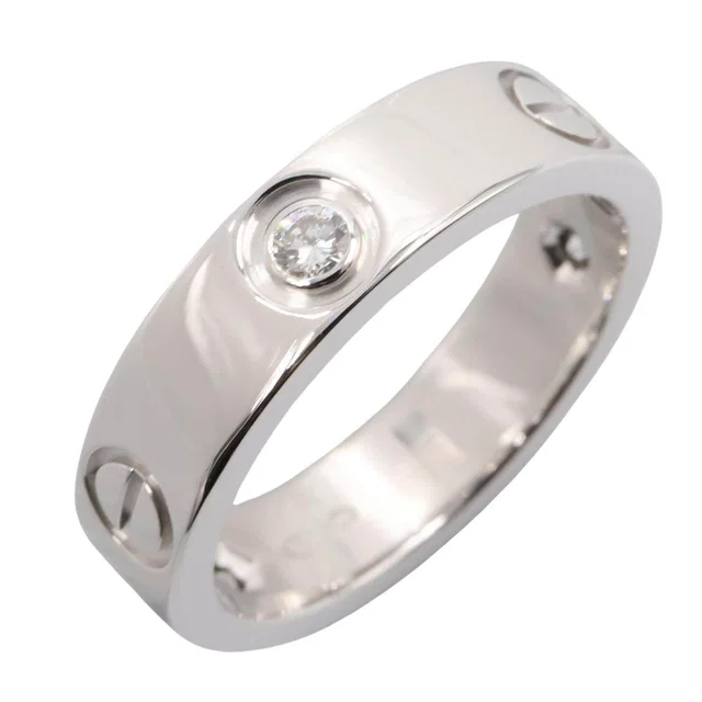 Cartier Love Au750 White Gold Diamond Ring Size 15 in White from LuxUness