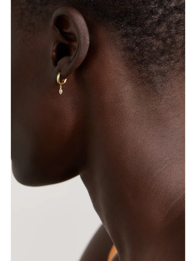 OCTAVIA ELIZABETH + NET SUSTAIN Micro Gabby 18-karat recycled gold diamond hoop earrings in Metallic, photo 2 of 2 from NET-A-PORTER (Canada)