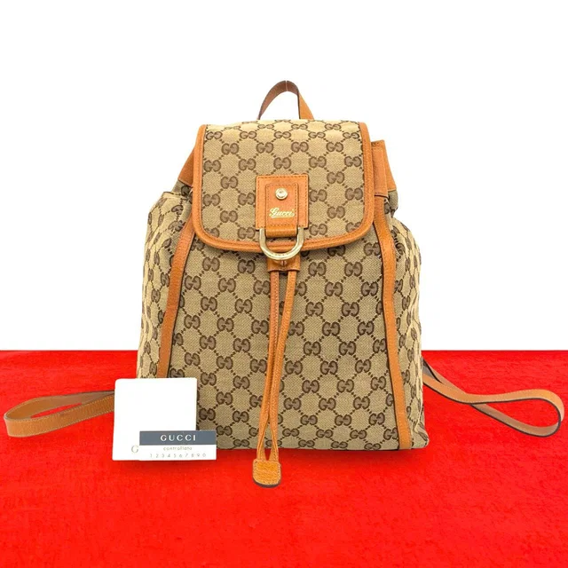 Gucci Vintage GG Pattern Logo Canvas Leather Backpack Brown in Brown Canvas from The Reluxe
