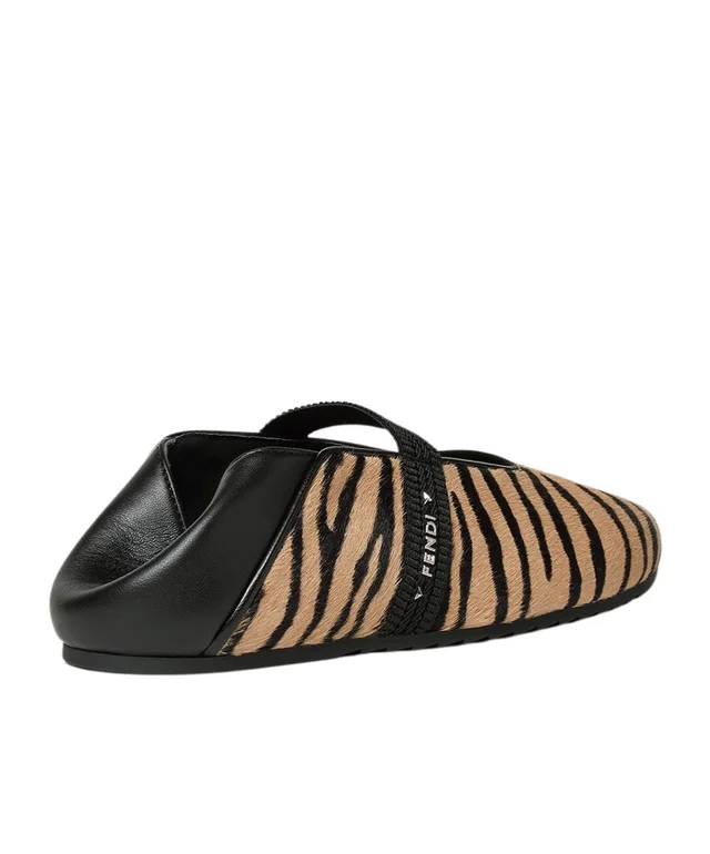 Fendi ACADEMIA Brown and black hair-on leather ballet flats, photo 3 of 4 from SENSER