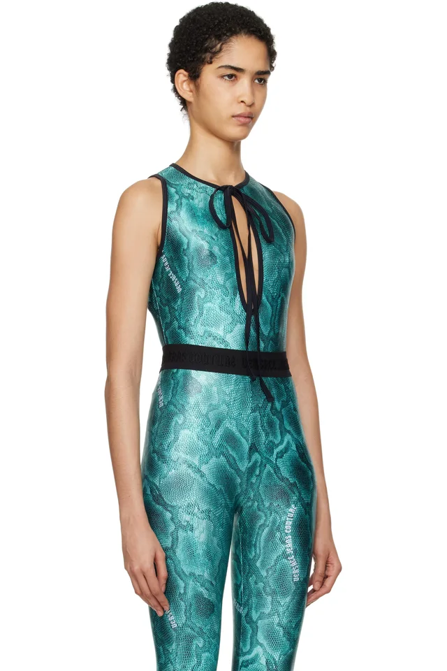 Versace Jeans Couture Blue Printed Bodysuit, photo 2 of 5 from SSENSE