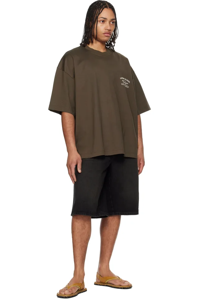 WOOYOUNGMI Khaki Lettering Graphic T-shirt, photo 4 of 4 from SSENSE