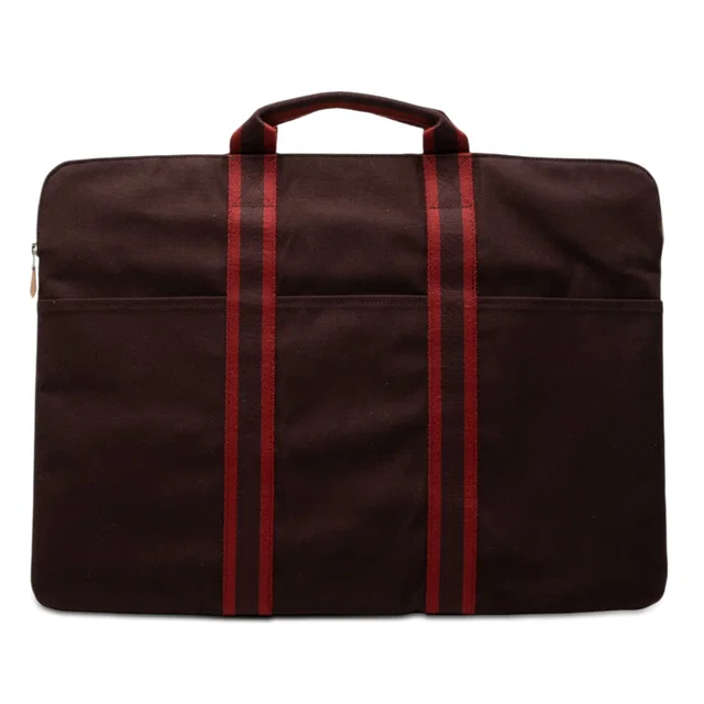Red Hermès Toile Fourre Tout Porte Documents Business Bag in Red Canvas from Designer Revival