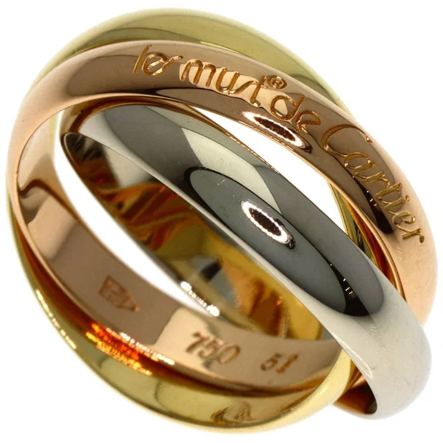 Cartier Trinity 51 Ring 18K Yellow Gold White Pink in White from The Reluxe