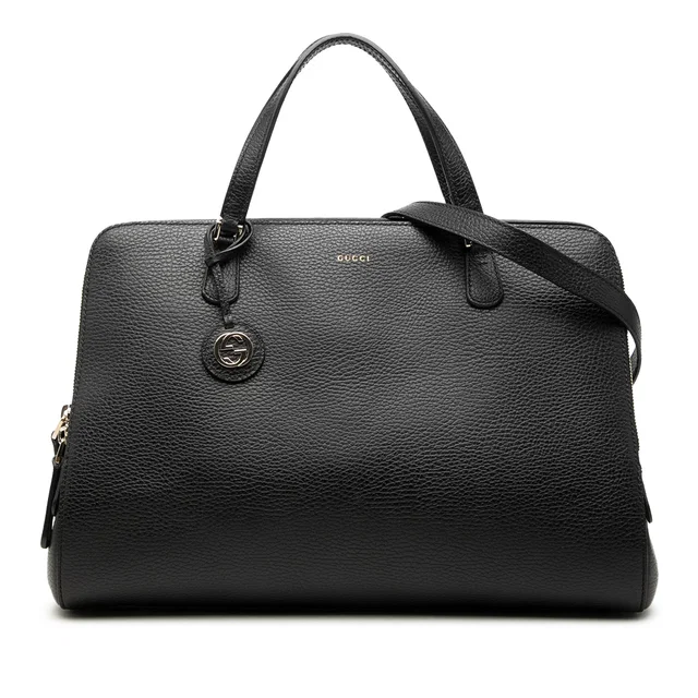 Black Gucci Dollar Calfskin Lady Satchel in Black Calfskin from Designer Revival