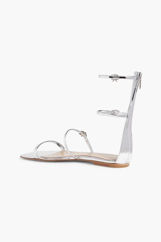 Gianvito Rossi Ribbon Downtown Mirrored-Leather Sandals, photo 3 of 4 from THE OUTNET