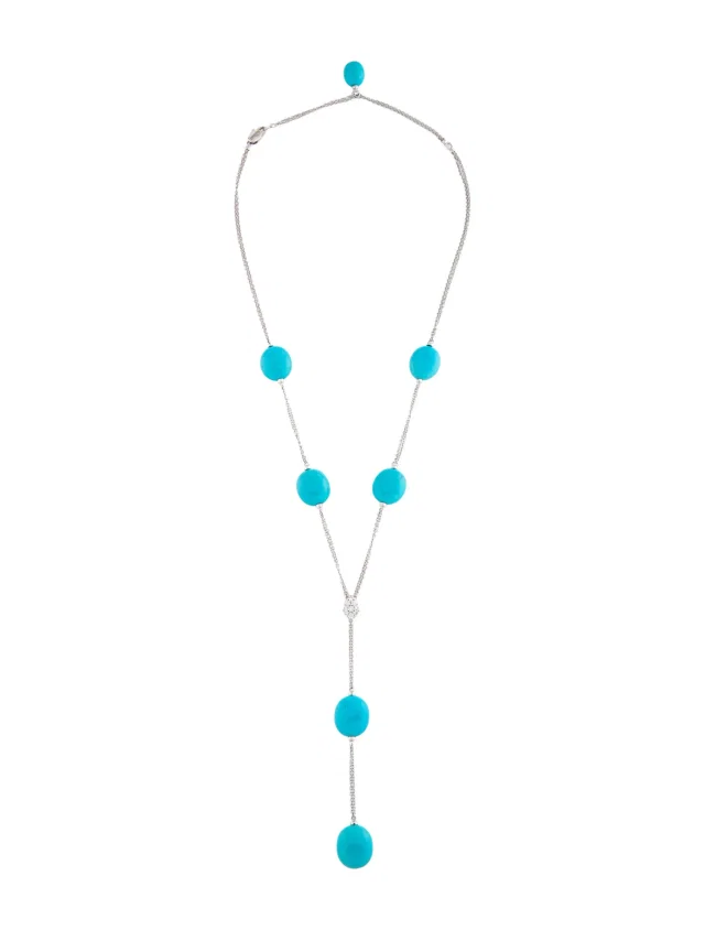 Damiani 14K Diamond & Turquoise Bead Drop Necklace, 21" in multicolor from The RealReal