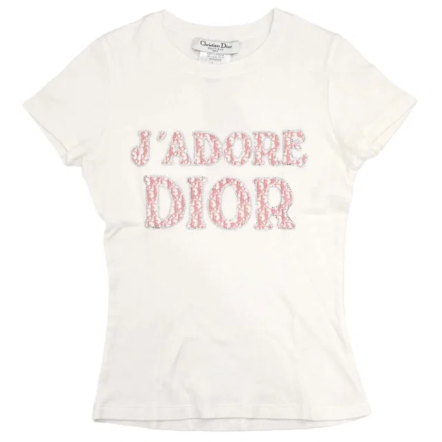 Dior 2004 Short Sleeve T-shirt Top Trotter White #38 in White from AMORE Vintage Tokyo