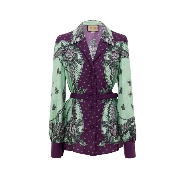 Gucci Green Silk Pattern Shirt in Green Silk from HEWI