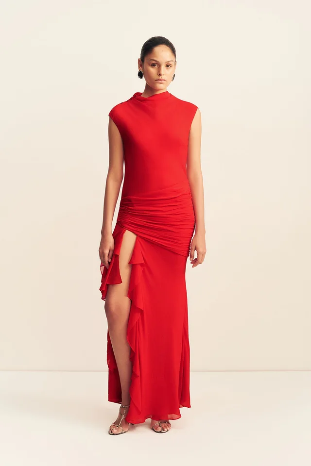Shona Joy AMINA HIGH NECK RUFFLE MAXI DRESS - CHILLI from Shona Joy, photo 1 of 1