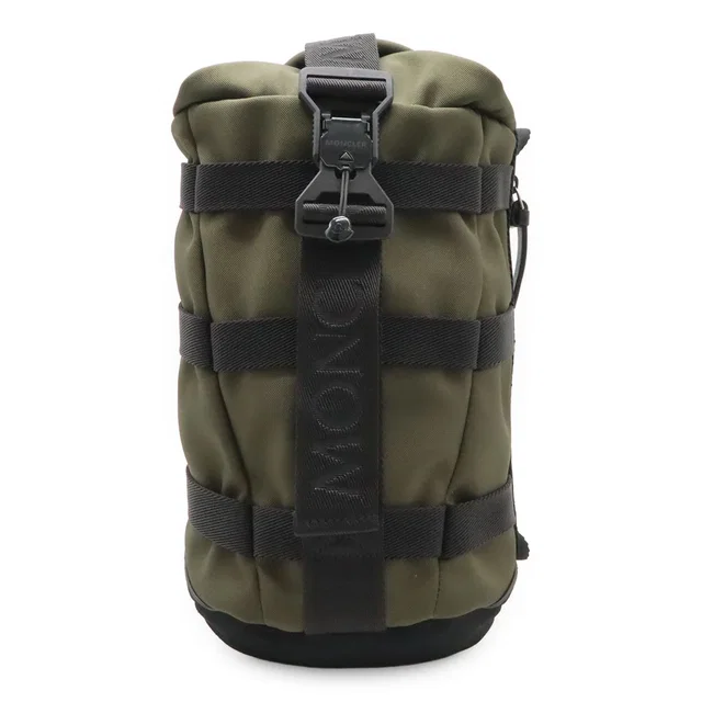 Moncler Argens Mono Belt Bag Backpack Nylon Canvas Khaki Green Black in Black Canvas from The Reluxe