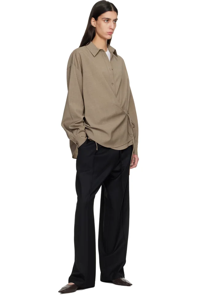 LE17SEPTEMBRE Brown Side Twisted Shirt, photo 4 of 4 from SSENSE