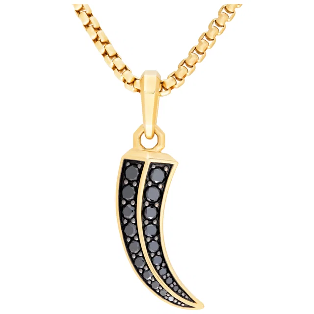 David Yurman Roman Claw Amulet in 18k gold with black diamonds on chain in Black Yellow Gold from Gray And Sons
