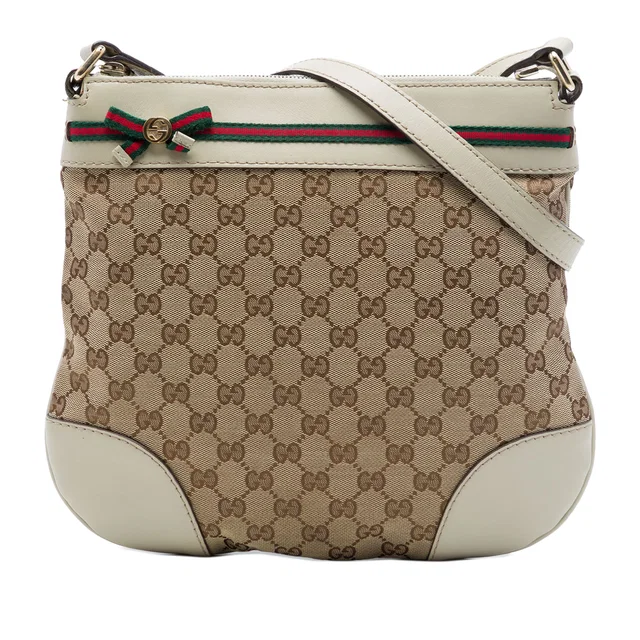 White Gucci GG Canvas Web Mayfair Crossbody in White Canvas from Designer Revival