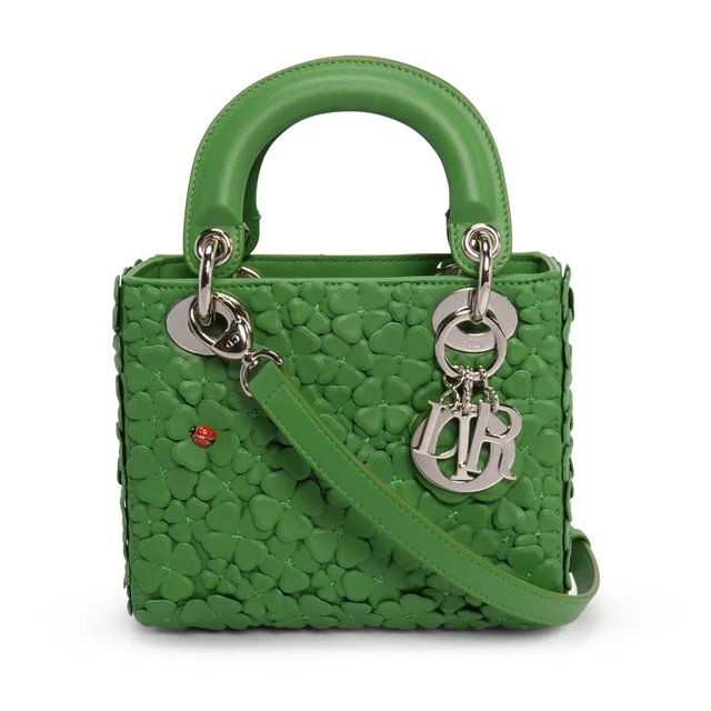 Dior Clover Allover Mini Lady in Lucky Green Lambskin from Blue Spinach