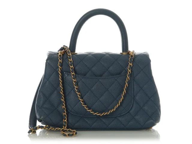 Chanel Mini Blue Quilted Caviar Coco Handle in Blue Caviar leather from Ann's Fabulous Finds, photo 4 of 9