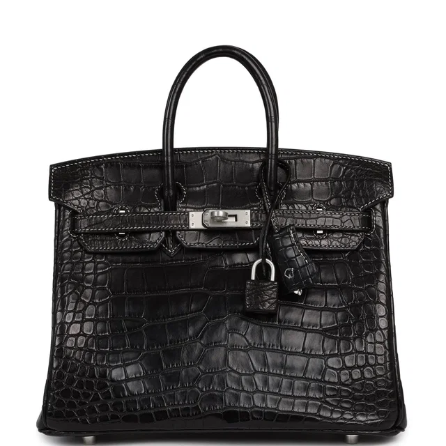 Hermès Special Order (HSS) Birkin 25 Black Verso Matte Alligator Brushed Palladium Hardware in Black Crocodile from Madison Avenue Couture
